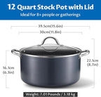 BEZIA 12 Quart Cooking Pot, Large Non Stick Induction Stock Pots - Image 2