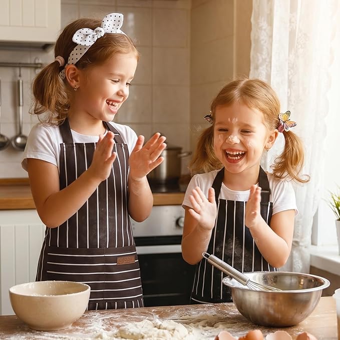 2 Pack Stripes Kids Apron, Kids Cooking Aprons - Image 5