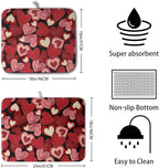 Valentine Dish Drying Mat for Kitchen Counter Red Black Love Heart Drying Pad - Image 2