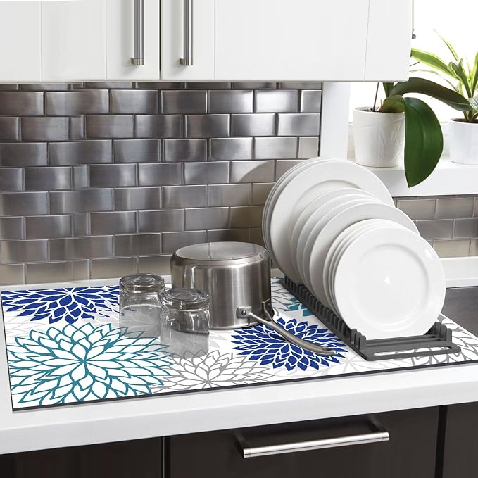 Findosom 2PCS 12" x 20" Dish Drying Mat & 24" x 5.5" Sink Splash Guard - Image 9