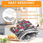 Paw Prints Oven Mitts and Pot Holders Sets 4Pcs, Extra Long Oven Gloves - Image 3