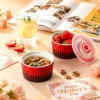 vancasso 6 oz Ramekins with Lid, Porcelain Creme Brulee Souffle Dishes - Image 3