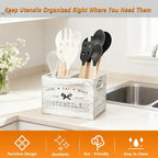 Retro White Wood Kitchen Utensil Holder - Image 2