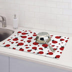Red Ladybug Dish Drying Mat Cute Small Dots Fun Animal Themed Drying Rack Pad - Image 6