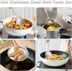 FJNATINH 6-Pieces 304 Stainless Steel Wok Spatula Set, Cooking Utensil Set - Image 5
