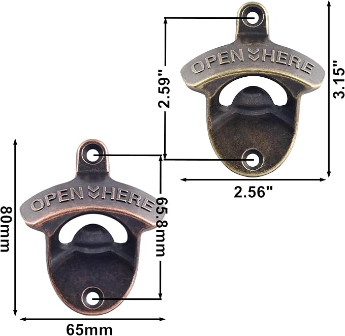 Rustic Wall Mount Bottle Opener Antique Copper, Old Fashion Post Mounted Beer - Image 5