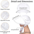 Tucnoeu 2pcs White Mob Cap Half Apron Halloween Colonial Costume Set Women - Image 3
