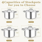 Leonyo 6QT Stock Pot with Lid, Stainless Steel Soup Pasta Pot - Image 9