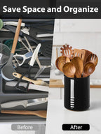 ABRUTY Utensil Holder, 6.7" Ceramic Kitchen Utensil Crock - Image 5