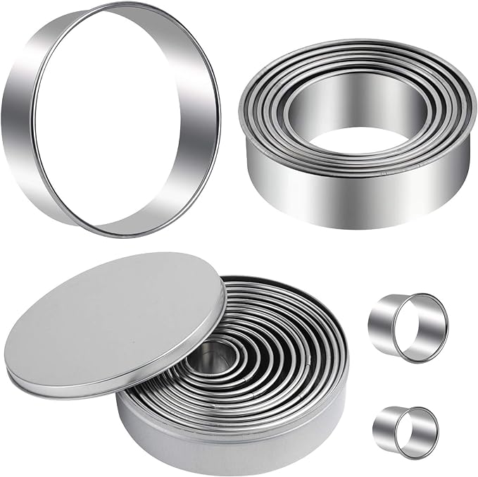 Round Cookie Cutters Set 12 Pieces Bistcuit Cookie Cutters Circle Pastry by Winerming
