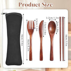4 PCS Portable Wooden Travel Utensils, Reusable Wooden Cutlery Set - Image 3