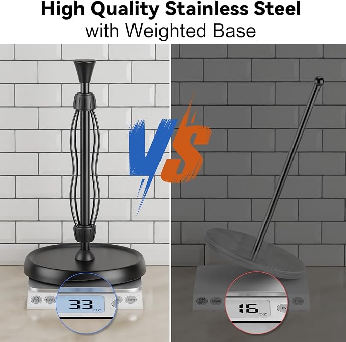 Paper Towel Holder Countertop Kitchen Roll Holder, Premium Stainless Steel - Image 6