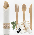 Pre Rolled Napkin and Bamboo Cutlery Set by KoalaLove