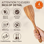 4 Pcs Acacia Wooden Spatula Set Non Toxic Kitchen Utensil Set Slotted Turner - Image 5