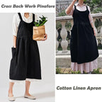Uaussi Cotton Linen Apron Cross Back Work Apron - Image 7
