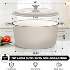TeamFar Enameled Cast Iron Dutch Oven, 7qt Dutch Oven Pot Nonstick Cookware - Image 2