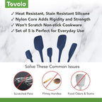 Tovolo Flex Core 5 Piece Silicone Spatula Set Heat Resistant All Silicone - Image 3
