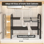 Expandable Under Sink Organizer, 2 Tier Under Sink Shelf - Image 2