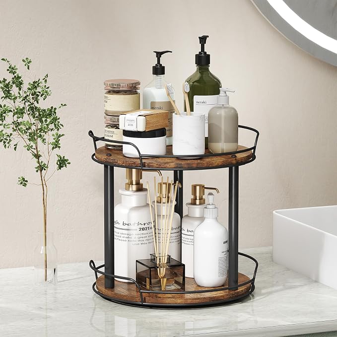 LAMU 9'' Wood Lazy Susan Turntable Organizer - Image 7