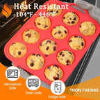 CAKETIME Silicone Muffin Pan, Metal Reinforced Frame Silicone Cupcake Pan - Image 8