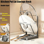 Pot Lid Organizer Rack, Stainless Steel Kitchen Pot Lid Holder & Storage Rack - Image 2