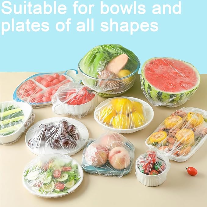 500pcs Plastic Bowl Covers Elastic Reusable Food Covers Outdoor Thickend - Image 3
