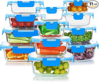 KOMUEE 24 Pieces Glass Food Storage Containers Set, Glass Meal Prep Containers by KOMUEEUS