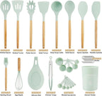 QMVESS Silicone Kitchen Utensils Set, Sturdy Insulation Wooden Handle Kitchen - Image 7