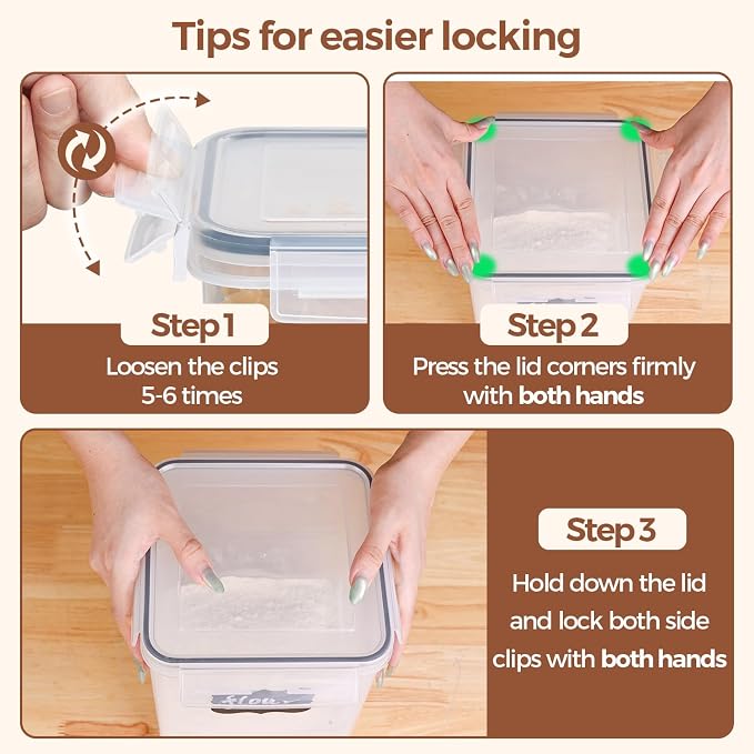 ComSaf Flour Sugar Storage Containers Set of 3, Large Airtight Food Storage - Image 8