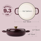 3 Quart Enameled Cast Iron Braiser, Non Stick Enameled Cast Iron Skillet - Image 3