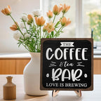 Coffee Bar Decor Sign, Rustic Wooden Plaque - Image 5