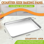 Quarter Sheet Pan Set of 4, CEKEE Stainless Steel Baking Sheet & Cookie Sheets - Image 2