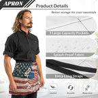 Server Apron with 3 Pockets, Waterproof Oil Waitress Waiter Half Apron - Image 6