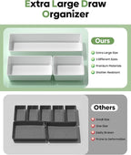 10 Pack Large Size Plastic Drawer Organizers Set, 3 Sizes Desk Drawer Organizer - Image 3