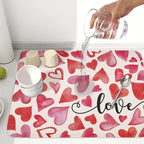 Valentine's Day Dish Drying Mat 18 x 24 Inch Heart Shaped Dish Drying Pad - Image 6