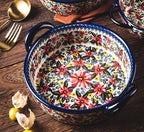 Red Daisy Flower Vintage Style Ceramic Bakeware Casserole Dish Baking Pan - Image 7