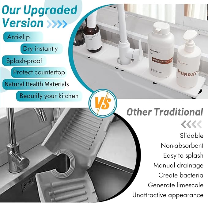 Fast Drying Faucet Mat for Kitchen Sink, Water Absorbent Diatomite Stone Sink - Image 5