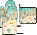 Sea Turtles Beach Oven Mitts and Pot Holders Sets of 3 Nautical Kitchen Decor by Unknown