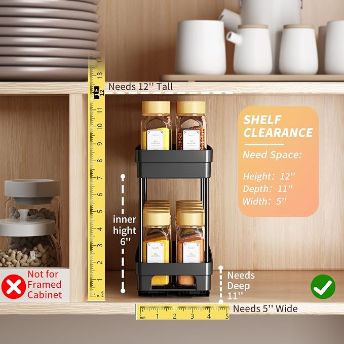 Pull Out Spice Rack Organizer for Cabinet, 3 Packs Slide Out Spice Racks - Image 3