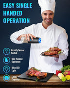 Rechargeable Pepper and Salt Grinder Set, whit Gravity Sensing Switch and LED - Image 4