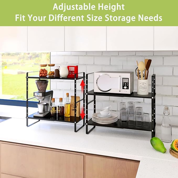 Across-Star Expandable Cabinet Shelf Organizer Rack, Stackable Kitchen Counter - Image 4