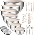 Wildone Mixing Bowls with Airtight Lids, with 3 Grater Attachments, Scale Mark by Wildone