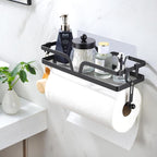Taozun Paper Towel Holder with Shelf, Kitchen Paper Holder Spice Rack Black - Image 5