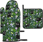 Spring Funny Black Cat Hot Pads and Oven Mitts Heat Resistant, Cute Cat Lover & by Unknown