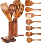 Wooden Kitchen Utensil Set, 9-Piece Cooking Tools by KEJJRIUTN