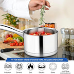 TeamFar Saucepan, 3 qt Stainless Steel Sauce Milk Pan & Lid - Image 7