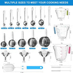 Measuring Cups and Spoons Set 21 Piece, 11 Stainless Steel Nesting Measuring - Image 2