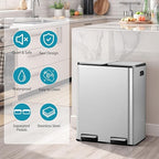 SUPER DEAL Kitchen Trash Can 16 Gallon 60L Dual Stainless Steel Garbage and - Image 3
