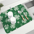 St Patrick's Day Dish Drying Mat 18 x 24 Inch Green Shamrock Dish Drainer Rack - Image 8