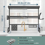 Over The Sink Dish Drying Rack, 3 Tier Adjustable Length Full Stainless Steel - Image 6